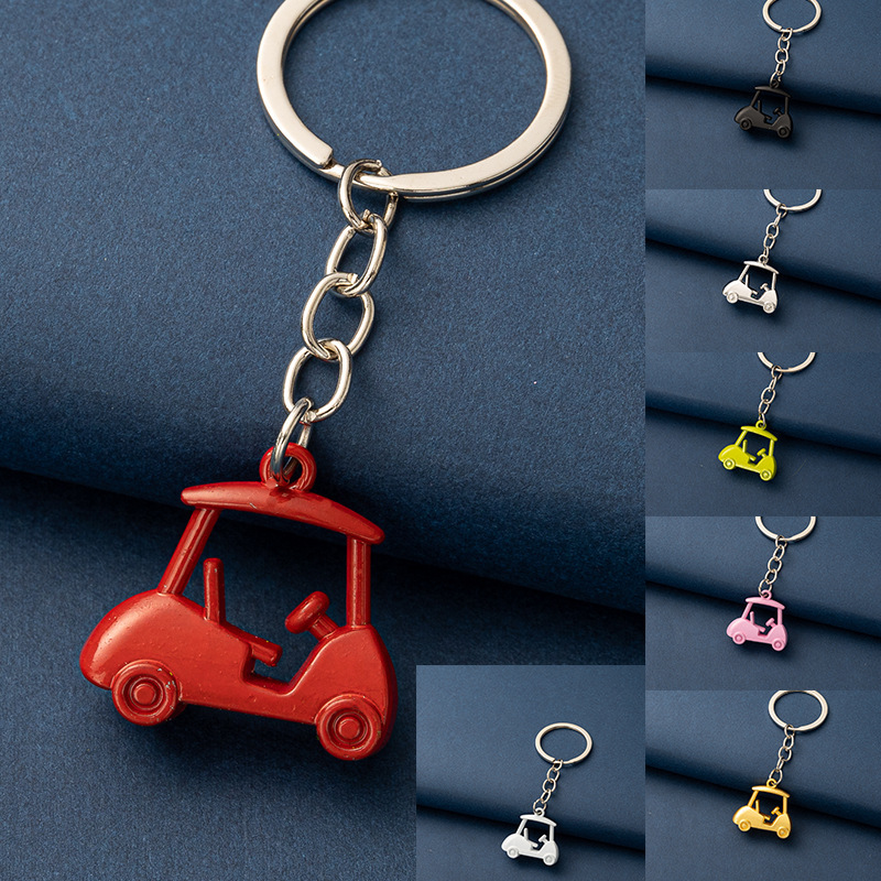 Creative 3d simulation golf cart key chain golf course scooter key chain outdoor activities small gifts