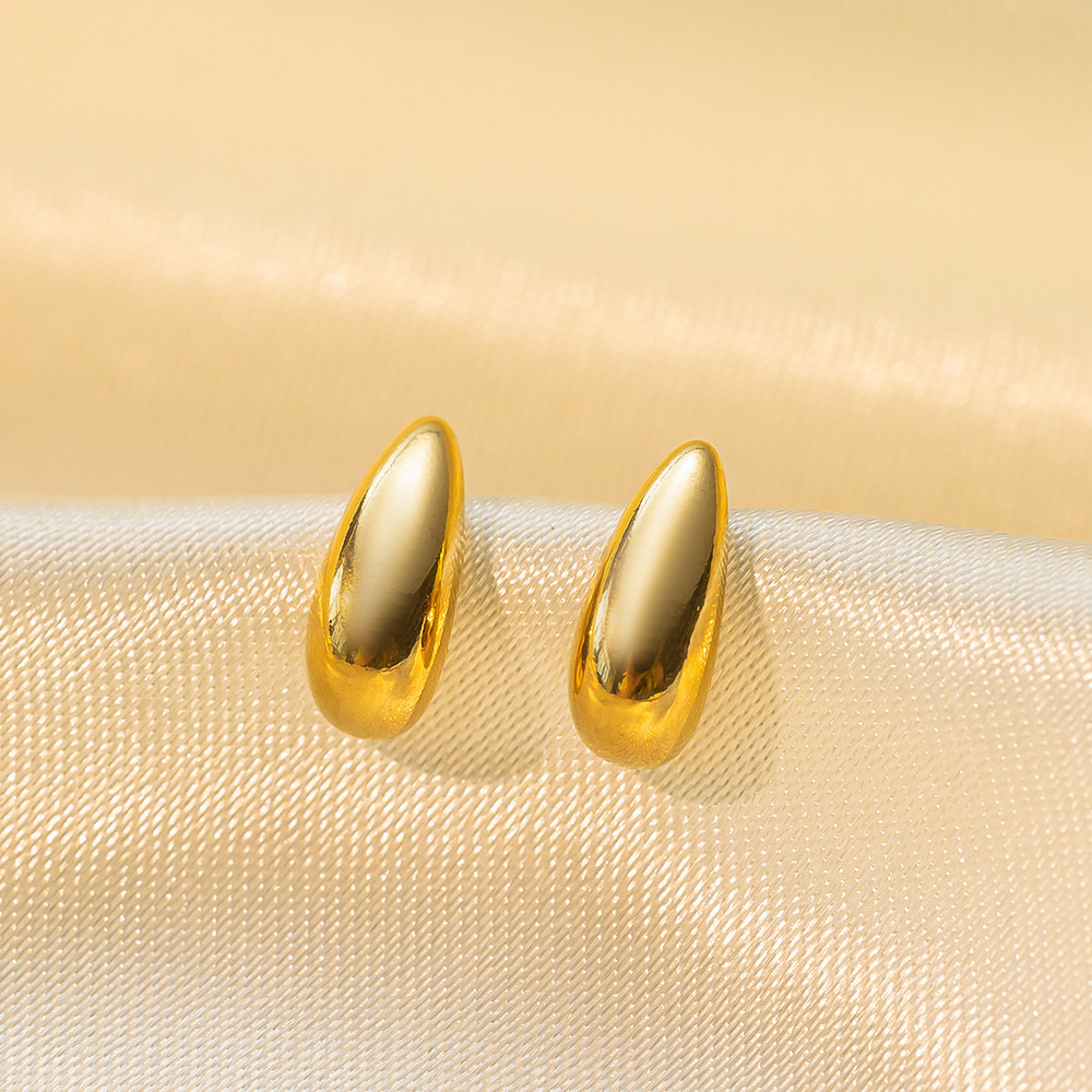 Pendientes minimalistas en forma de gota de agua, baño dorado 18K