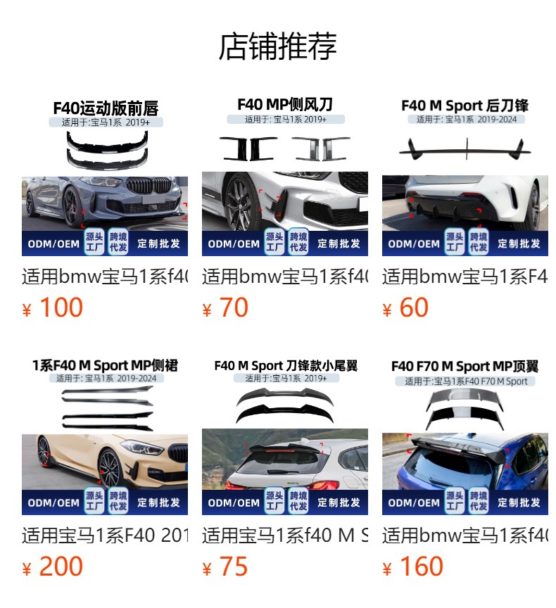 Suitable for BMW 1 Series F40 M Sport 2019-2024 rear lip spoiler body kit modification parts