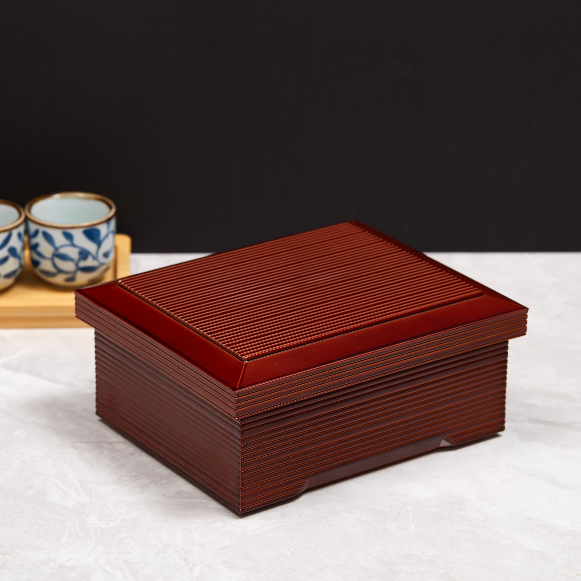 日式黄色条纹鳗鱼盒日式便当盒寿司料理盒方形商务快餐盒寿司盛器