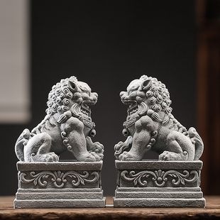 Qingxin Chinese Style Sand and Stone Chinese Style Decorations Ornaments Fish Tank Stone Carving Lion Pair of Bonsai Stone Creative Landscape