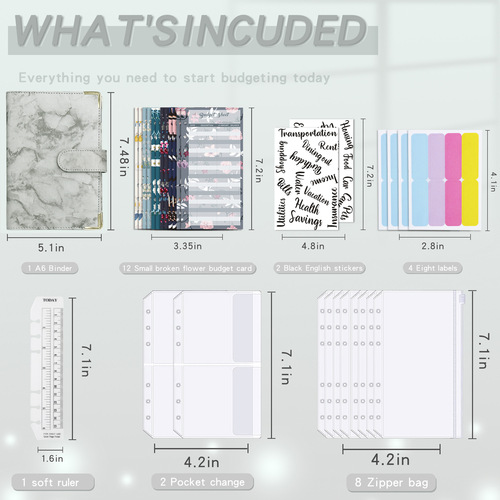 Cross-border a6 loose-leaf budget notebook marble notebook leather PU handbook binder handbook