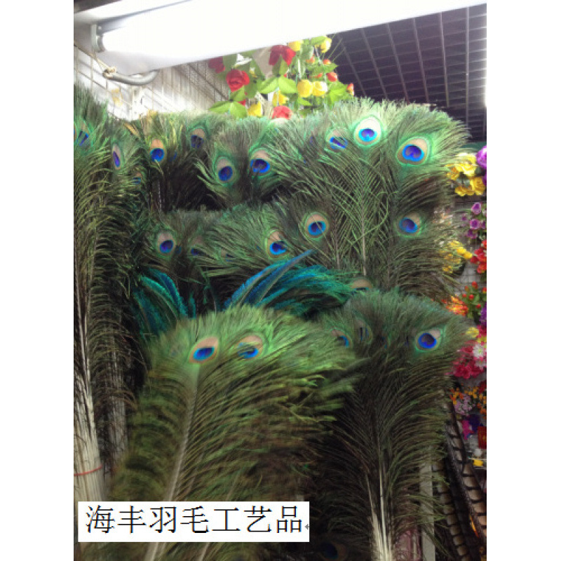 Colorful peacock feather decorations for vases, essential DIY materials, peacock feathers of various lengths and pheasant feathers