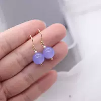 Серьги из натурального аметиста, короткие серьги из свежего халцедона, серьги из серебра 925 пробы, 14 упаковок золота, сохраняющие цвет и антиаллергенные.