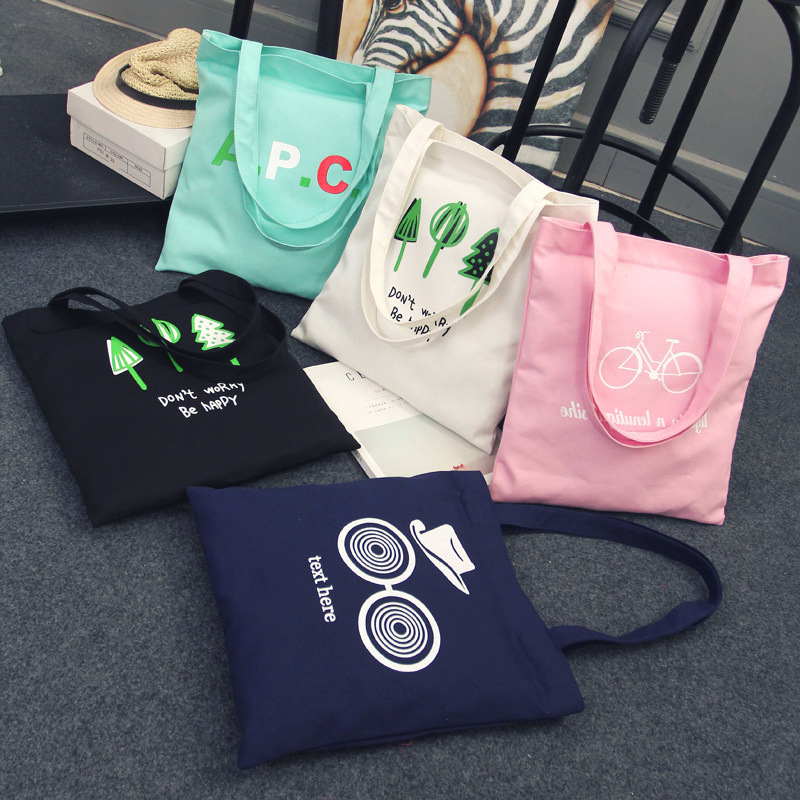 Wholesale New Canvas Vertical Printed Women's Bag Korean Style Letter Fashion Shoulder Bag Student Tutoring Bag Shopping Bag