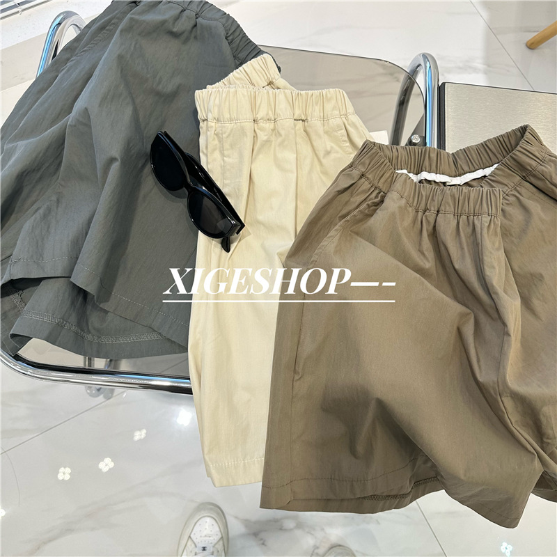 Summer Simple All-match Casual Shorts Women's Multi-color Japanese Style Tooling Stretch High Waist A- line Wide-leg Pants for Petite