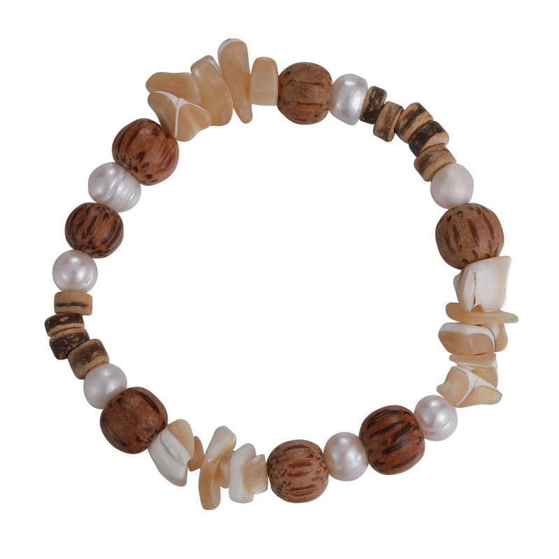 1 Piece Chinoiserie Round Wood Beaded Women's Bracelets display picture 2