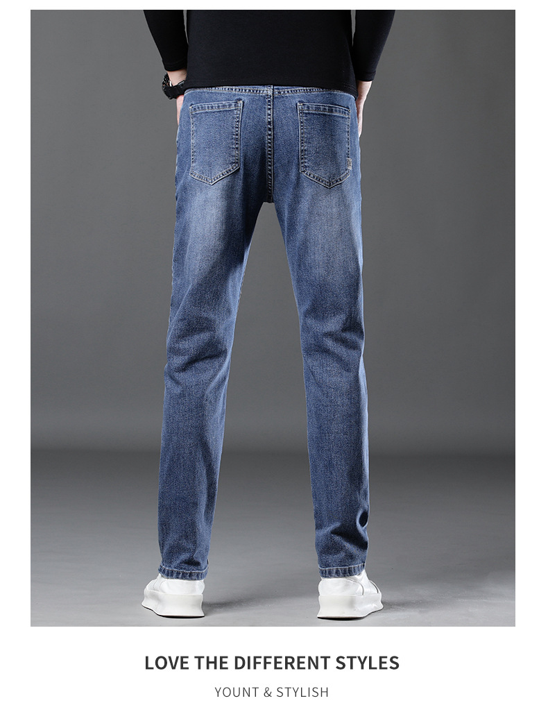 Men's jeans with three-dimensional slim fit and versatile casual straight leg pants_voghion.com