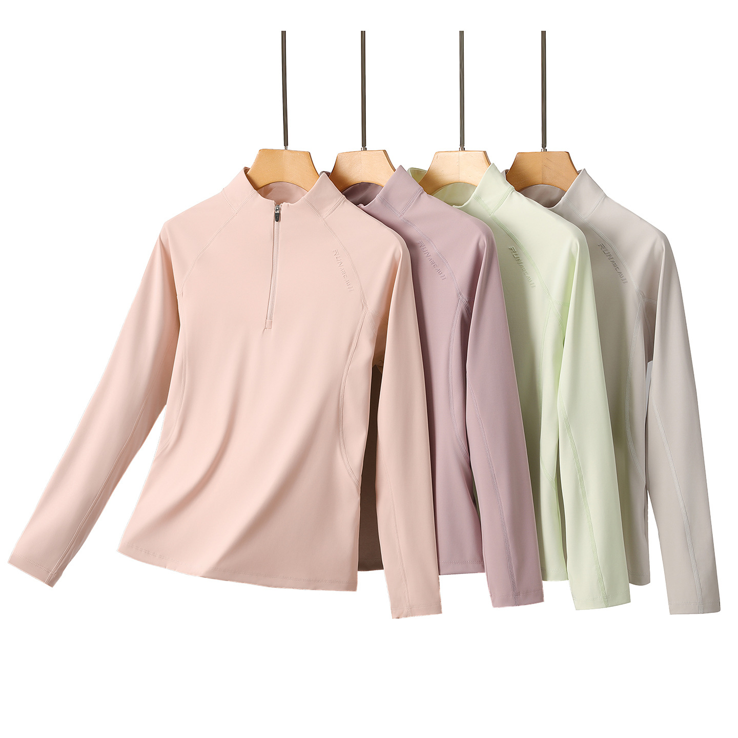 Women's Outdoor Long-Sleeve T-Shirt for Autumn and Winter, Casual Sports Fitness Top, Half-Zip Stand-Up Collar Stretchy Base Layer Sweatshirt