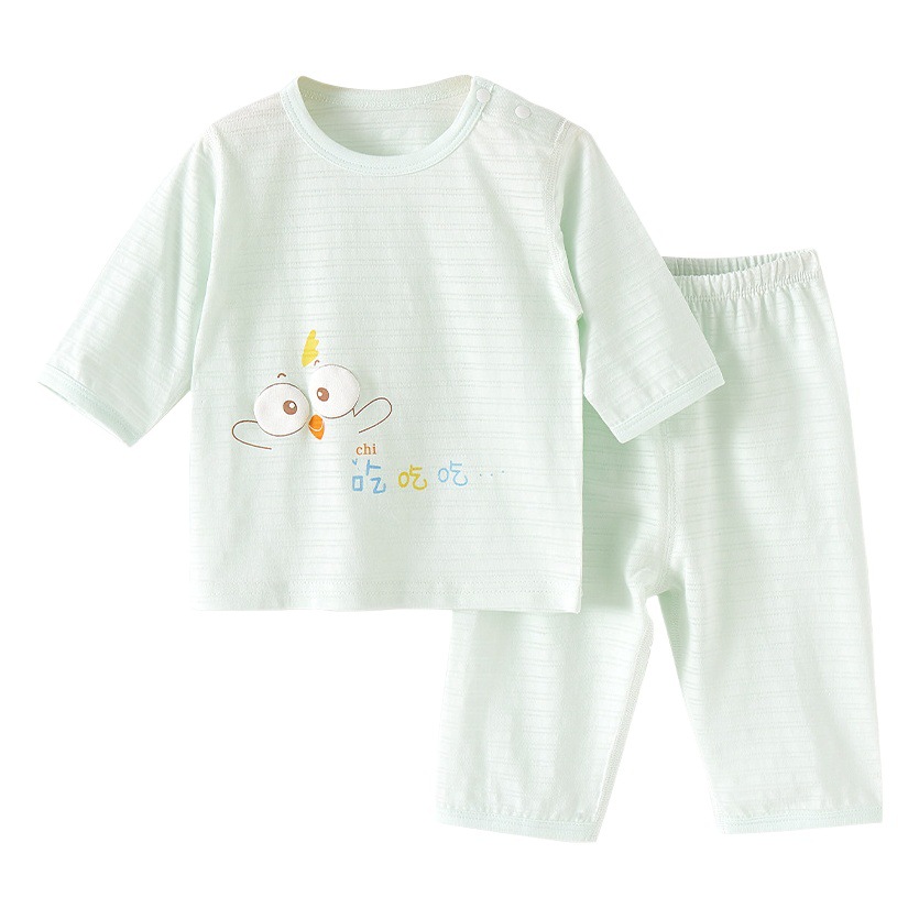 Traje de bebé de verano delgado aire acondicionado split niños y niñas de dos piezas pijamas de media manga para niños ropa de bebé