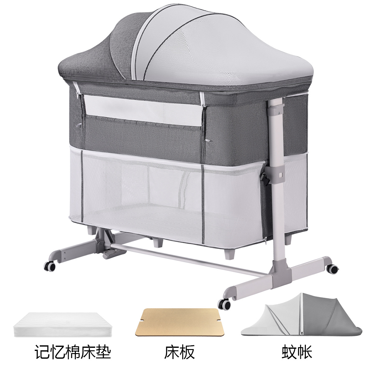 Cama de empalme para bebés, cama multifuncional BB, cama de empalme para recién nacidos, cama de cuna portátil móvil y plegable image 23