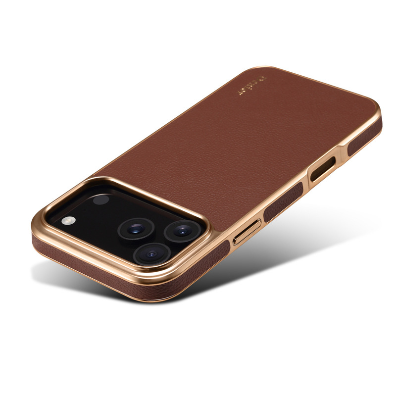 Denior苹果17ProMax真皮手机壳iPhone17牛皮电镀壳17Pro保护套Air|undefined