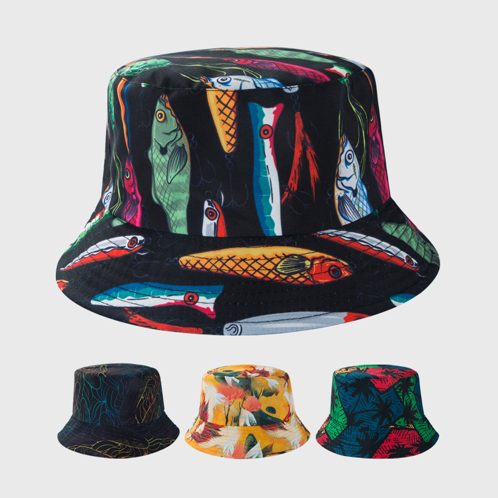 120g Weight Housewarming, Anniversary, Business, Wedding, Outdoor, Travel, Birthday, Festival, Sports, Shopping Occasion Cotton Material Graffiti Pattern Unisex Gender Fashion Style One Size Size New Fisherman Hat Personality Simple And Colorful Wild Flat Top Double-sided Can Wear Basin Hat 无