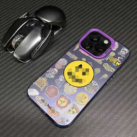 适用笑脸英文苹果iPhone16PROmax手机壳14苹果15P彩银13男女11