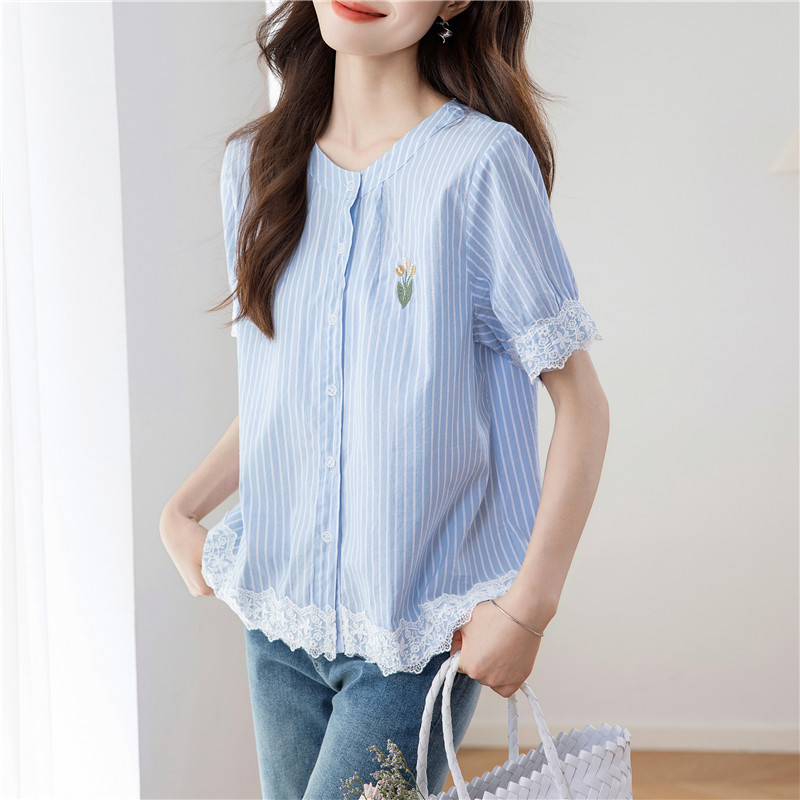 Cotton fashionable lace design shirt