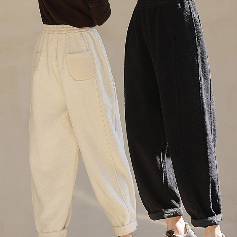 秋冬麻家可水洗羊毛棉混纺针织毛圈软糯墩厚保暖显瘦萝卜裤长