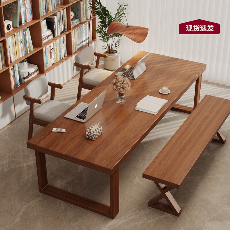Solid Wood Computer Desk Desktop Bedroom Home Study Desk Reading and Learning Table Double Large Table Office Work Desk