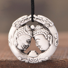 999纯银吊坠男女款善与恶一念之间挂件毛衣链古法银饰品毛衣链