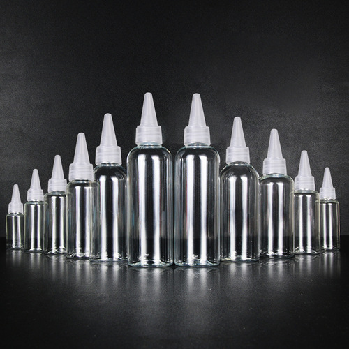 200ml pointed-tip bottle, 100ml squeeze bottle, transparent PET colorant bottle, color adjustment bottle, pointed-tip cap, plastic bottle