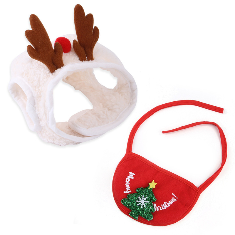 メーカーのペットの帽子の唾タオルの犬のクリスマスの頭カバーのクリスマスツリーの形の猫の唾タオルのセット|undefined