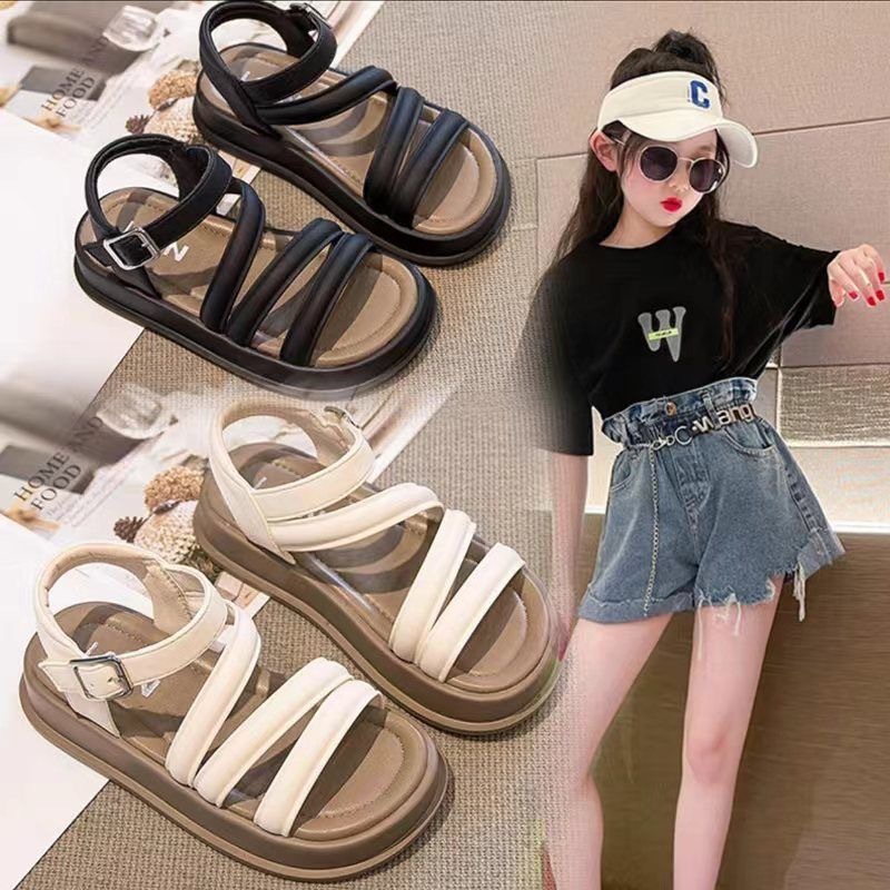 Children's Girls' Sandals Open-Toe Stylish Summer New Fashion Korean Version Princess Student Cute Versatile Trendy Sandals