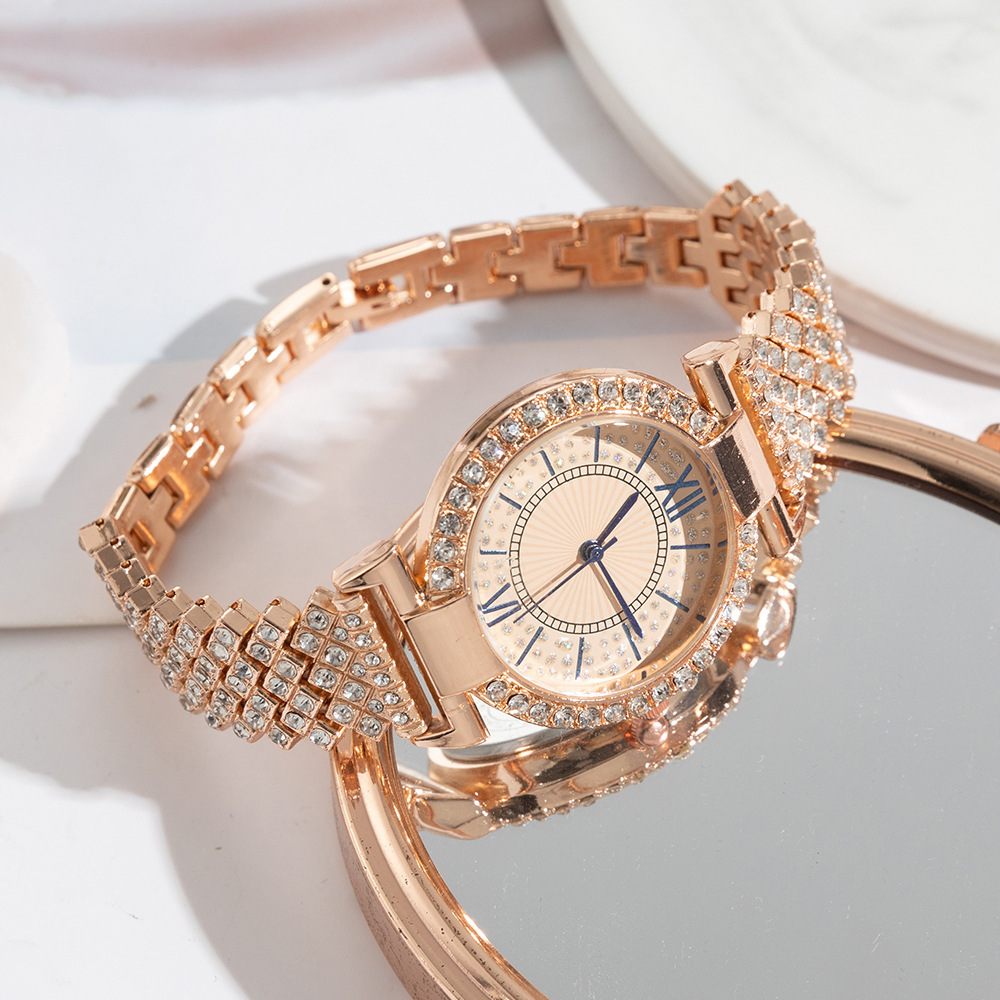 popolare orologio da donna stellato cinturino in acciaio orologio da donna con diamanti eleganti incastonati di lusso ago blu quarzo tutto-fiammifero_voghion.com