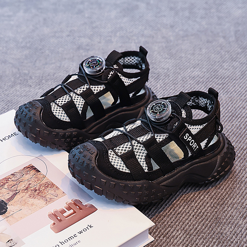 Sandalias Deportivas con Botón para Niños, Transpirable y Antideslizante para Playa