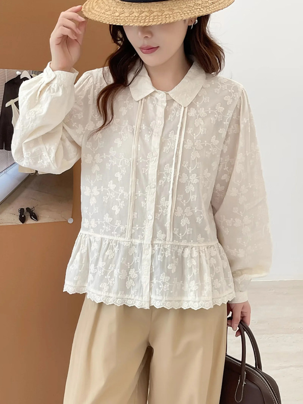 82297甜美减龄绣花收腰长袖小衫 女2025秋装新款显瘦开衫上衣|undefined