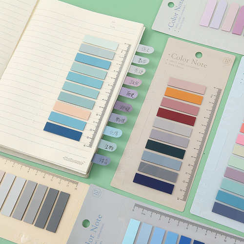 Morandi color index sticker PET sticky note ins style set color note pad combination note paper N times sticker