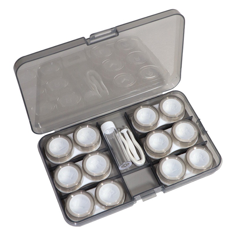 6副多副装カラー美瞳収納ケース透明4副装コンタクトレンズパートナーケースピンセット付スティック