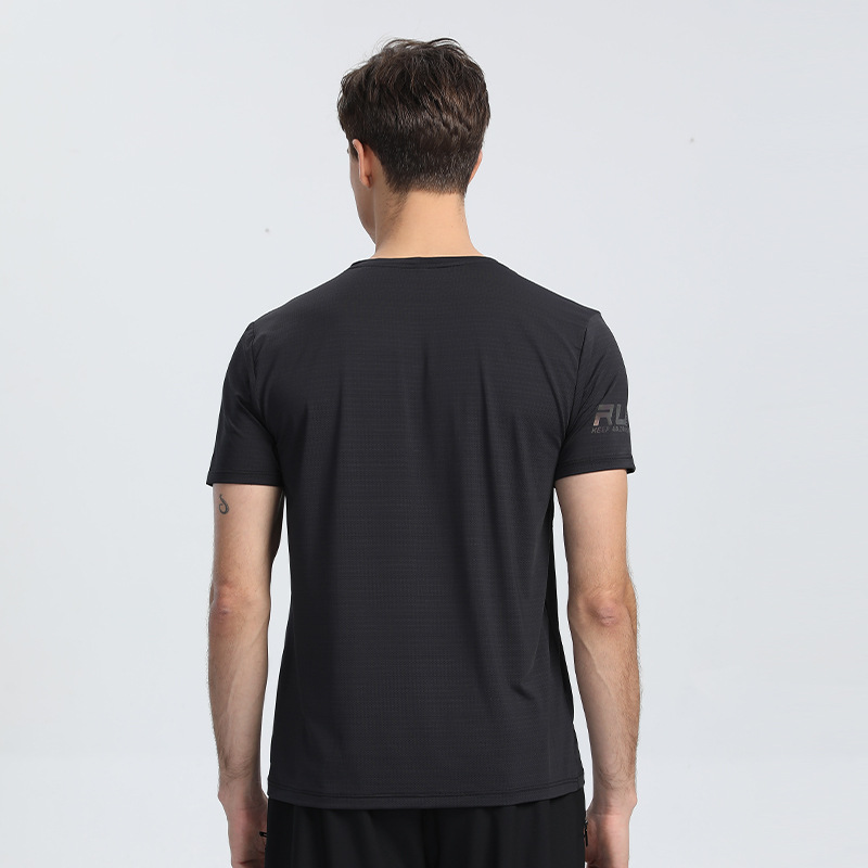 Nylon deportes casual de manga corta impresa de los hombres y las mujeres de cuello redondo de hielo de secado rápido camiseta de color sólido europeo y americano superior