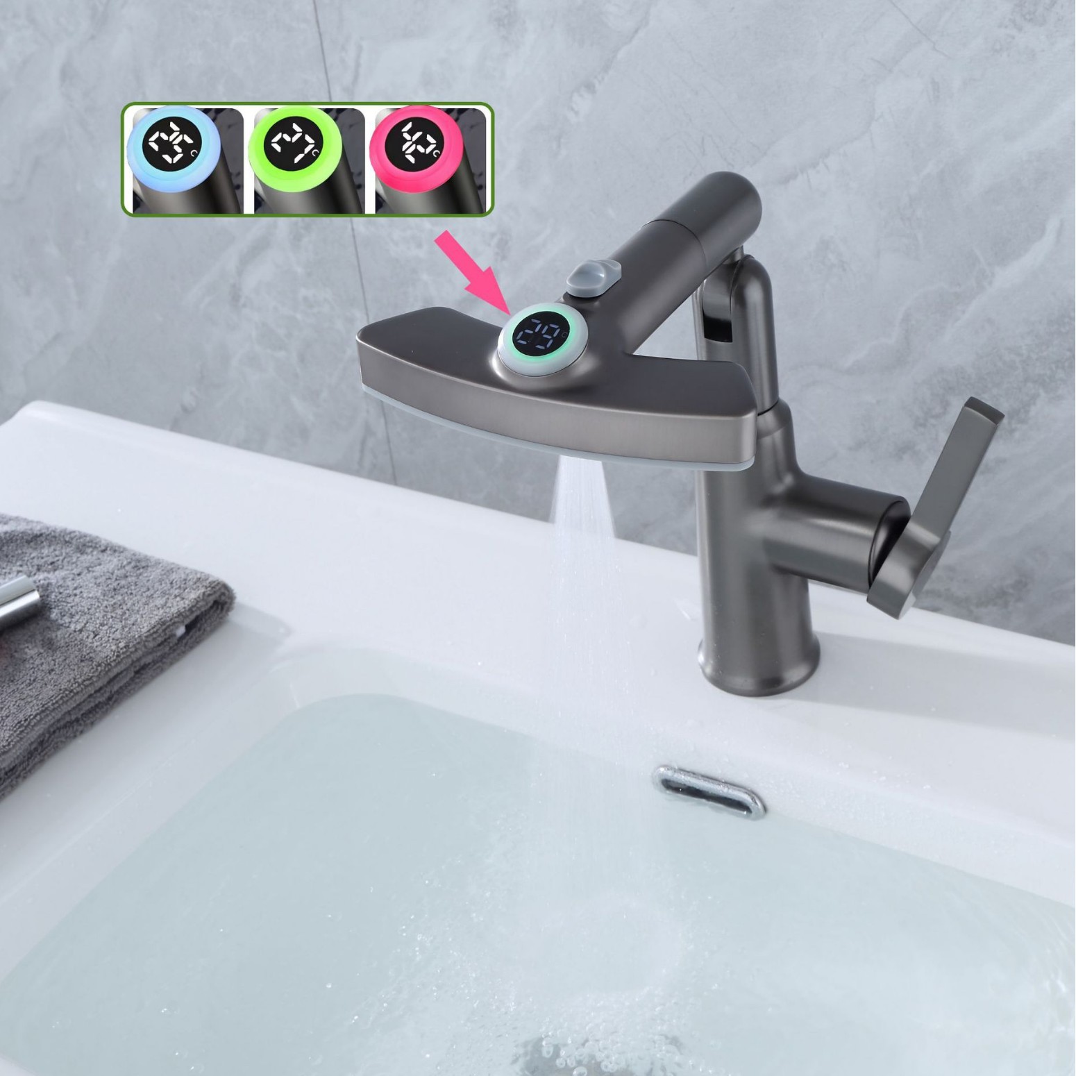 Grifos de lavabo de acero inoxidable Grifos de lavabo domésticos de ingeniería transfronteriza Brazo robótico giratorio universal Grifos de agua caliente y fría image 9