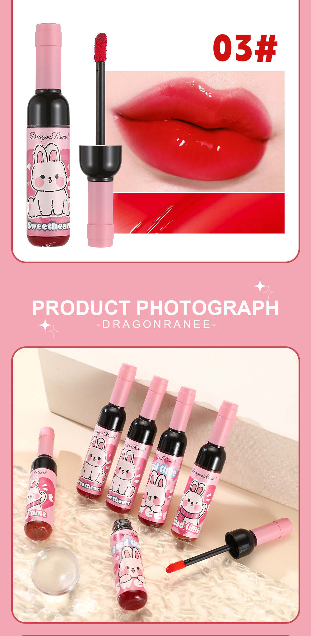 23g Weight Lip Glaze Type Of Cosmetics Contains Liquid Ingredient Lip Glaze Material Rabbit Pattern Rabbit Lip Glaze Lip Glaze Beauty & Health 5