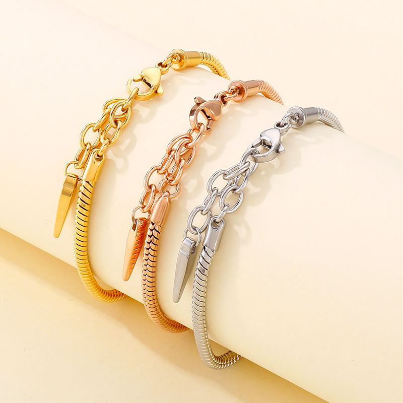 304 Stainless Steel Material PVD Coated 18K Gold Plated Geometric Titanium Steel Fashion Waterproof Non Tarnish 304 Stainless Steel Bracelets Jewelry