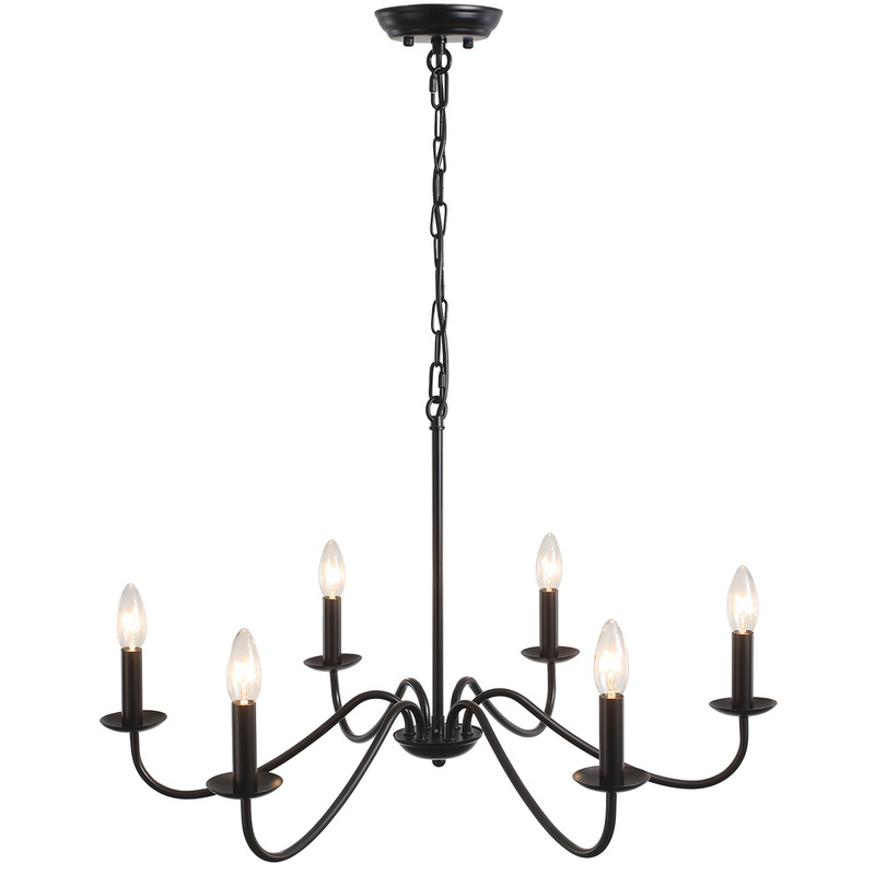 Cross-Border Amazon American Retro Chandelier American Country Style 6-Head 8-Head Branch Black Gold Candle Chandelier