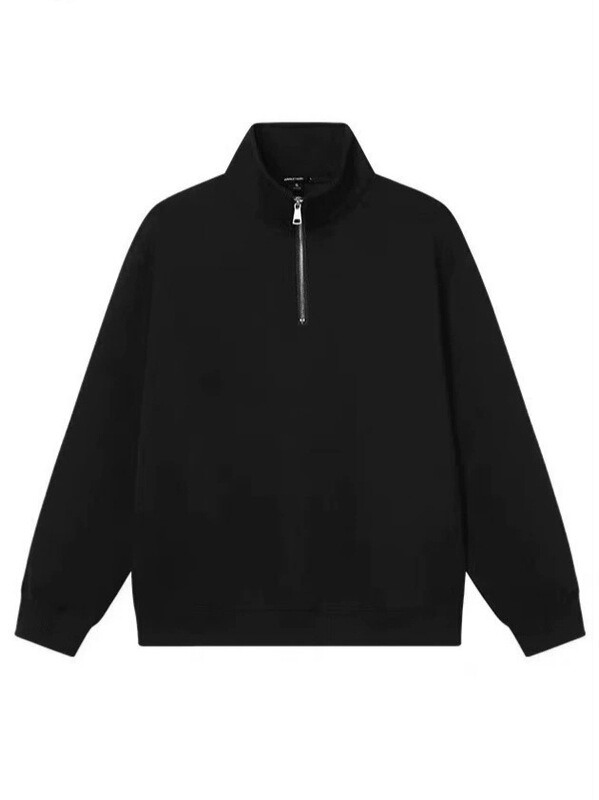 Zip-Up Polo Collar Heavyweight Fleece Sweatshirt Casual Sports Loose Half-Zip Jacket Unisex Loose Fit