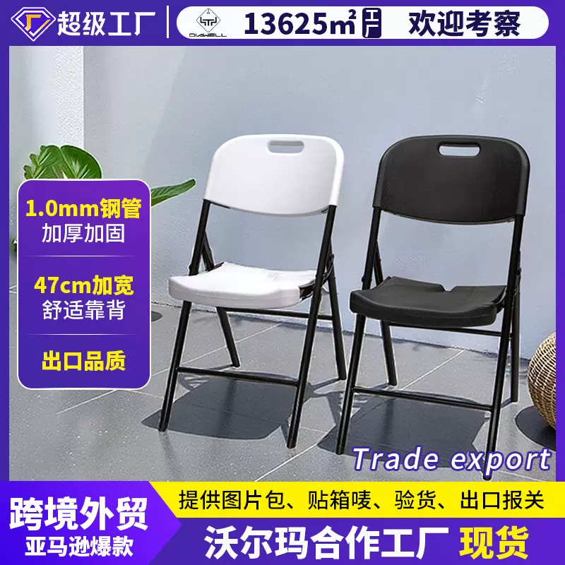 跨境塑料凳子户外折叠有靠背hdpe吹塑便携培训会议椅折叠椅子现货