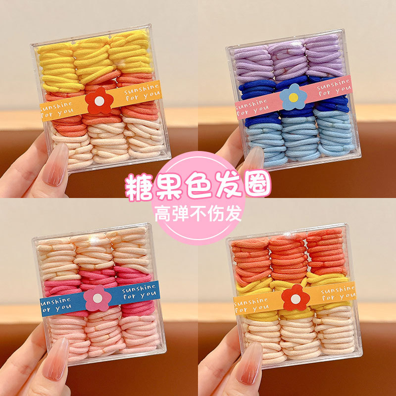 Niños correa de goma niñas no lastimar cabello color caramelo sonido cola de caballo cuerda de cabeza bebé de alta elasticidad pequeña anillo de pelo de pulgar