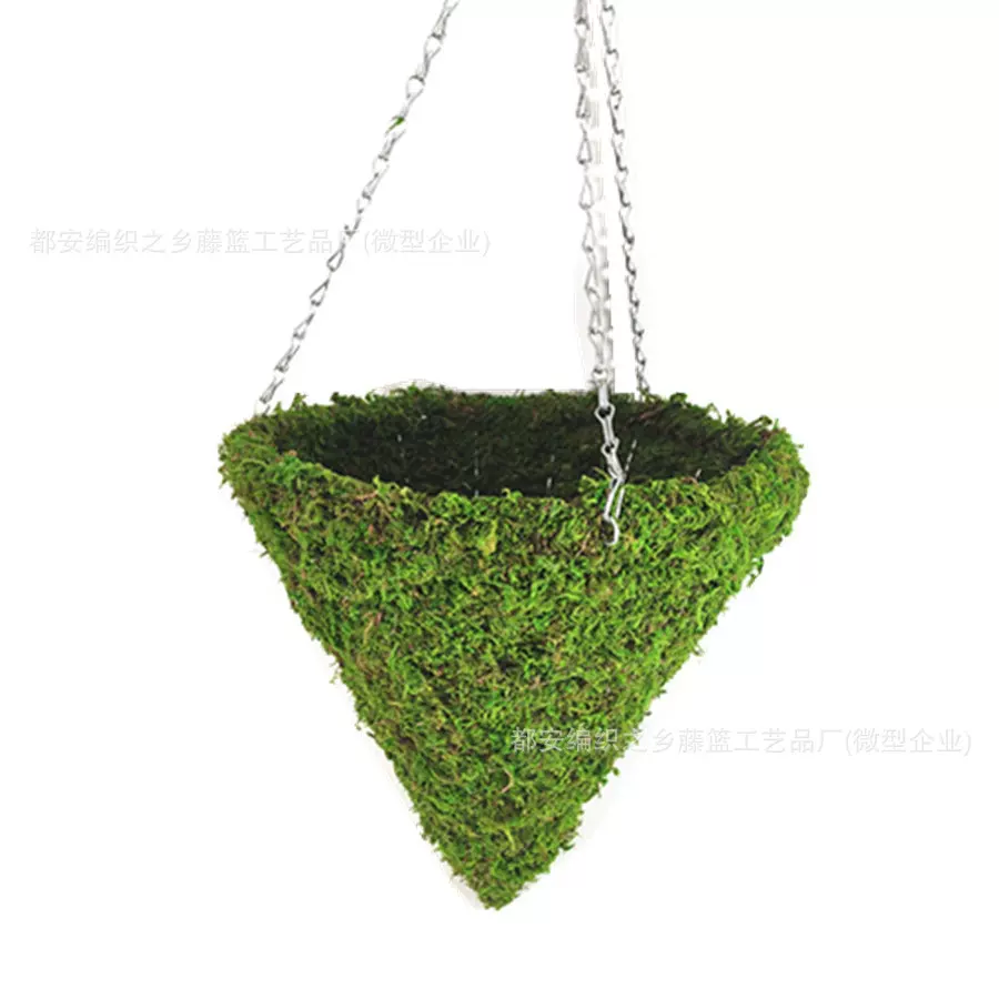 锥形苔藓藤编吊篮天然绿色吊篮柳编吊篮草编吊篮Hanging Basket