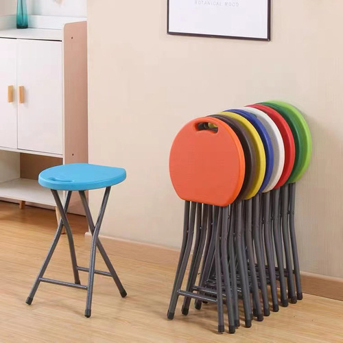 Foldable stool small round plate stool outdoor simple lightweight plastic chair home space-saving high stool portable chair