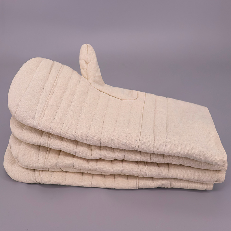 [武汉非凡劳保]35cm焖子加长隔热帆布手套耐高温加厚