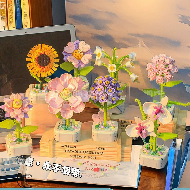 Совместимость с моделями LEGO цветы строительные блоки развивающие игрушки вазы