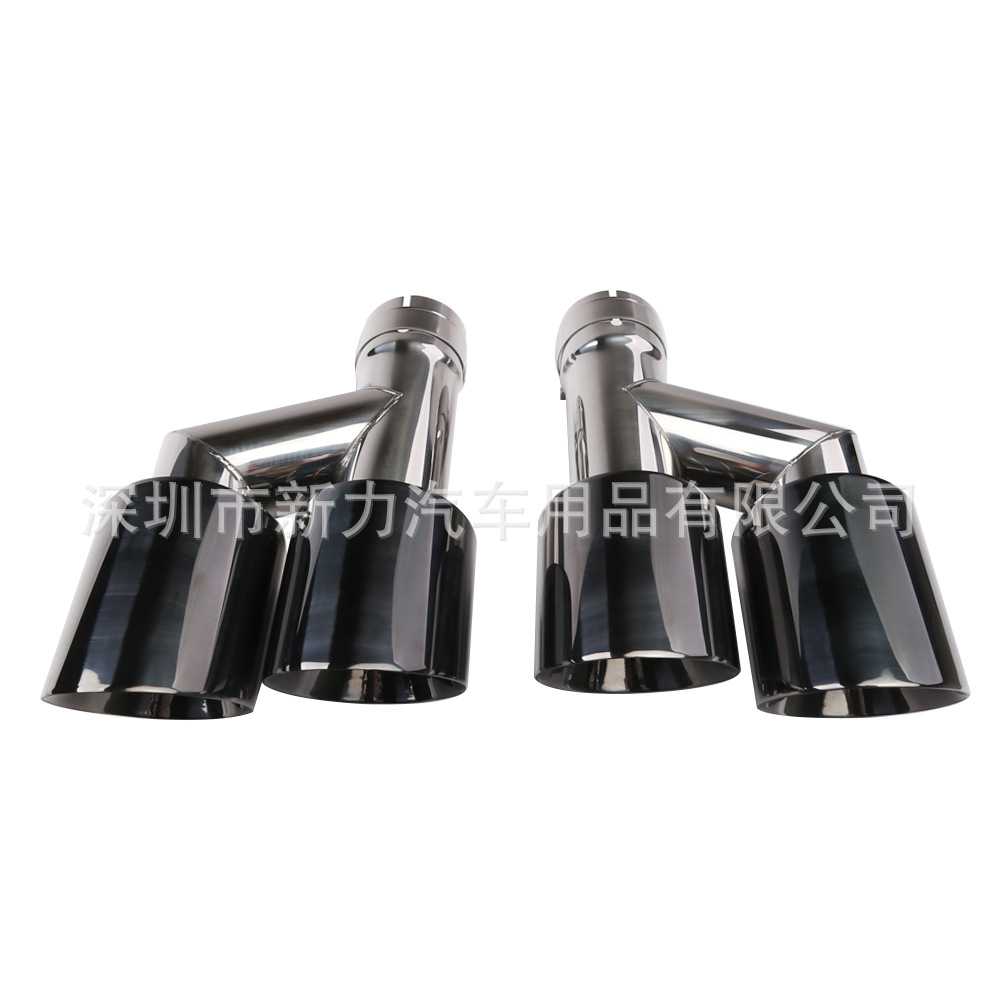 汽车改装排气管后段h型双出口尾喉2.5英寸双层斜口不锈钢尾嘴63mm