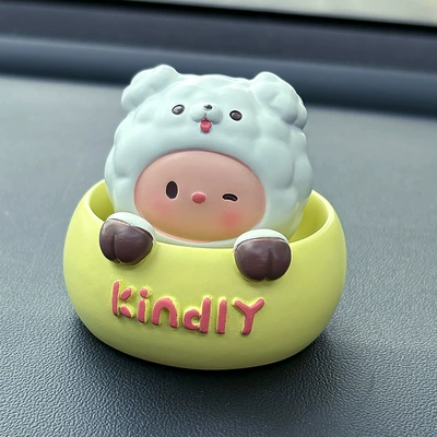 Internet Celebrity Car Center Console, Car ornaments - yellow-puppy-single