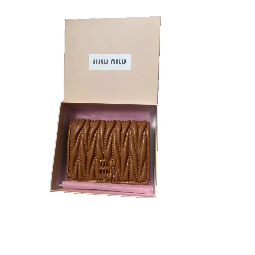 miu ミニプリーツカードホルダー女性インターネットセレブファッションショート小銭入れ口紅バッグチェーンバッグカードホルダー財布バッグ