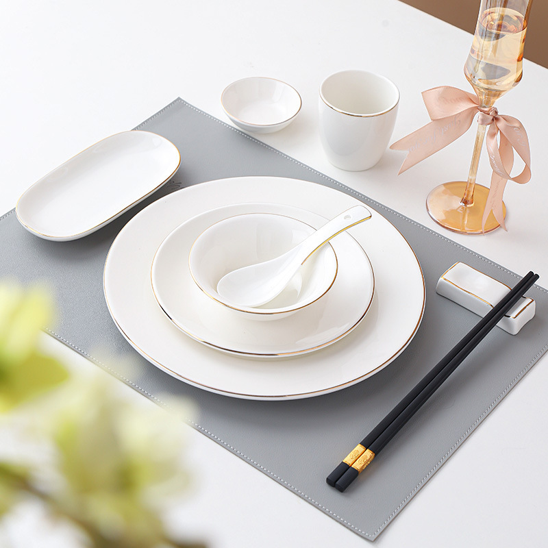 High-end hotel ceramic Phnom Penh tableware new Chinese club hotel plate spoon bone plate suit three or four piece set High-end hotel ceramic Phnom Penh tableware new Chinese club hotel plate spoon bone plate suit three or four piece set