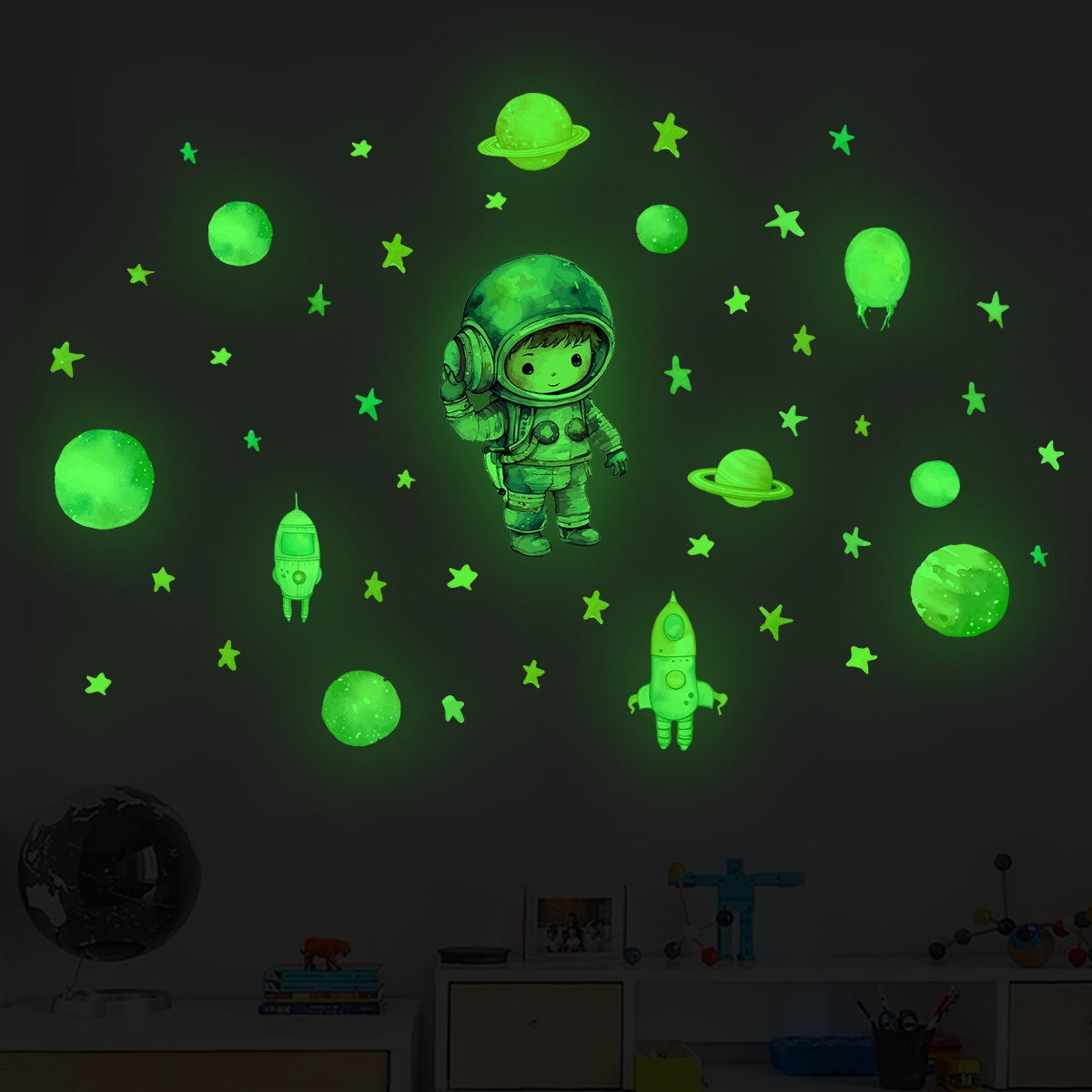 Cartoon space cute self-adhesive astronaut on wall