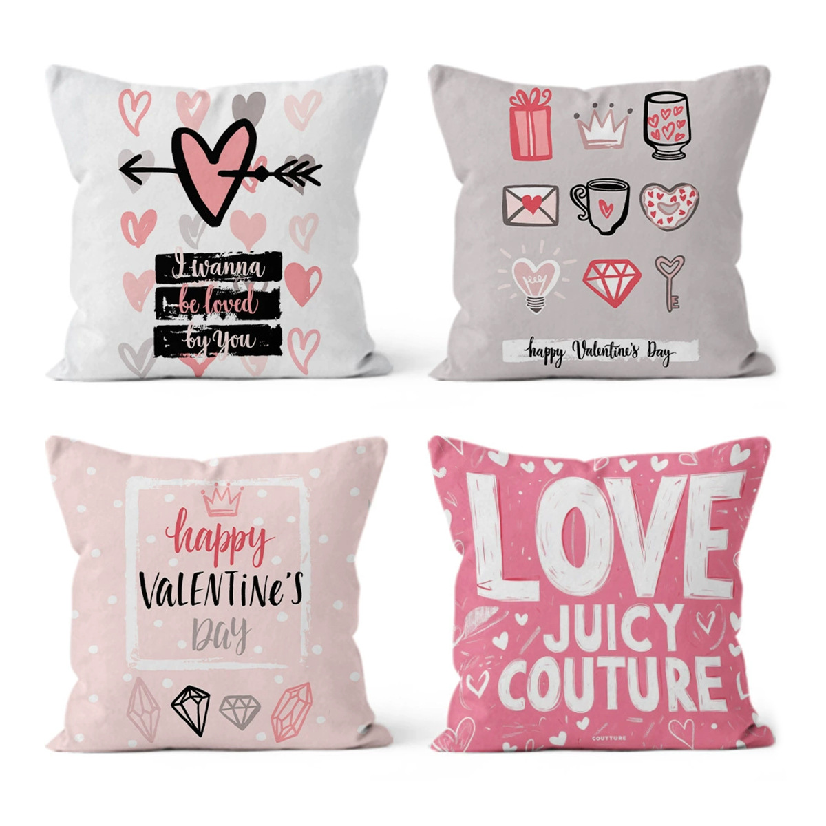 Día de San Valentín almohada de impresión rosa sala de estar nórdica lino cama de oficina almohada de respaldo decoración del hogar