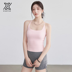 瑜伽服背心女跑步运动文胸无袖美背一体式普拉提健身运动内衣批发