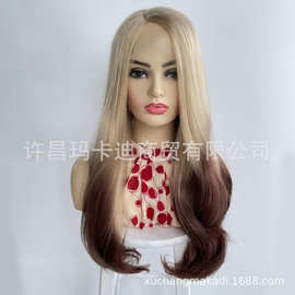 欧美假发 时尚化纤大波浪长卷发wigs T型前蕾丝假发 现货批发